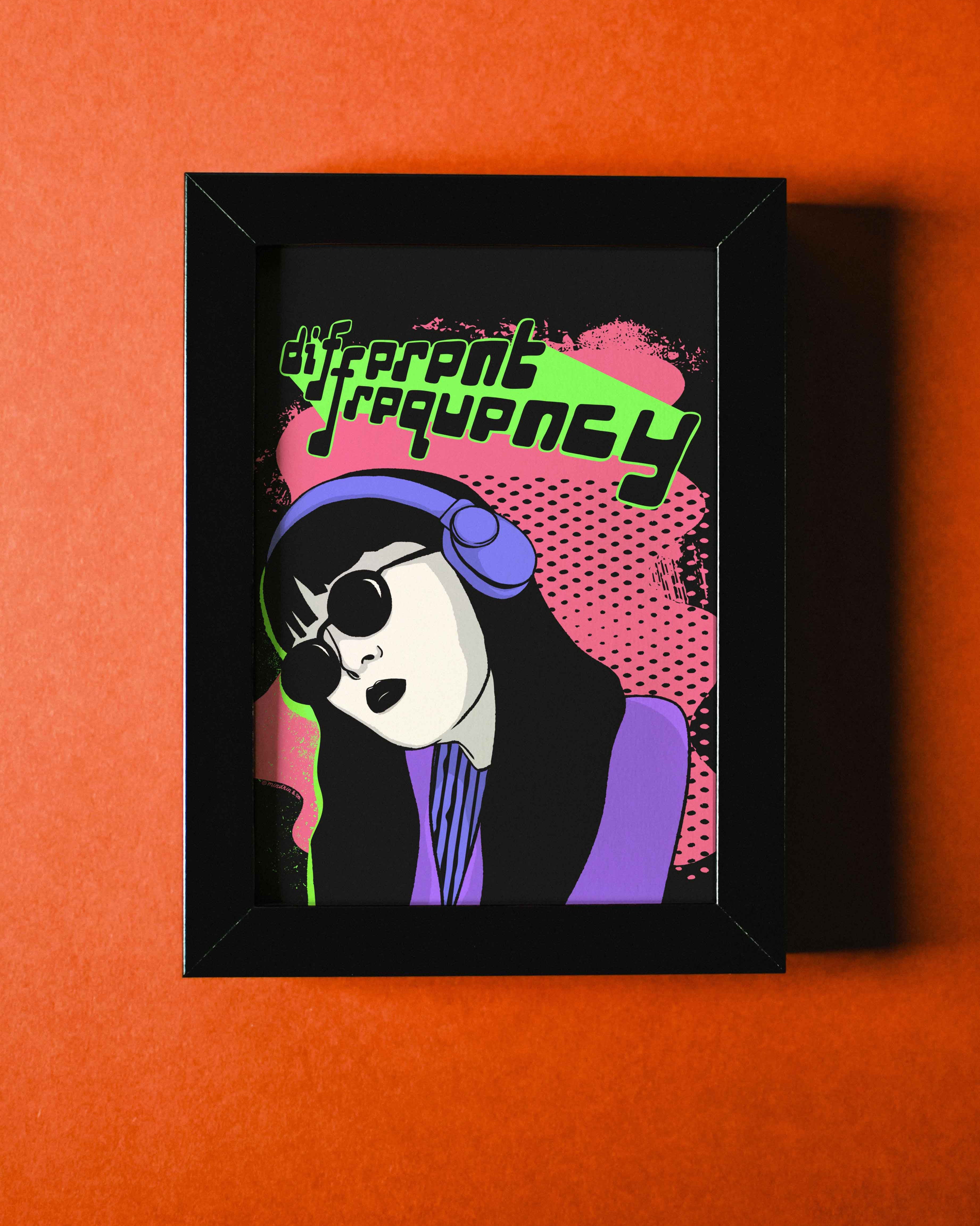 アート・デザイン・音楽 merrycompany Different Frequency Cybergirl Art Print - Music Lover Gifts Retro