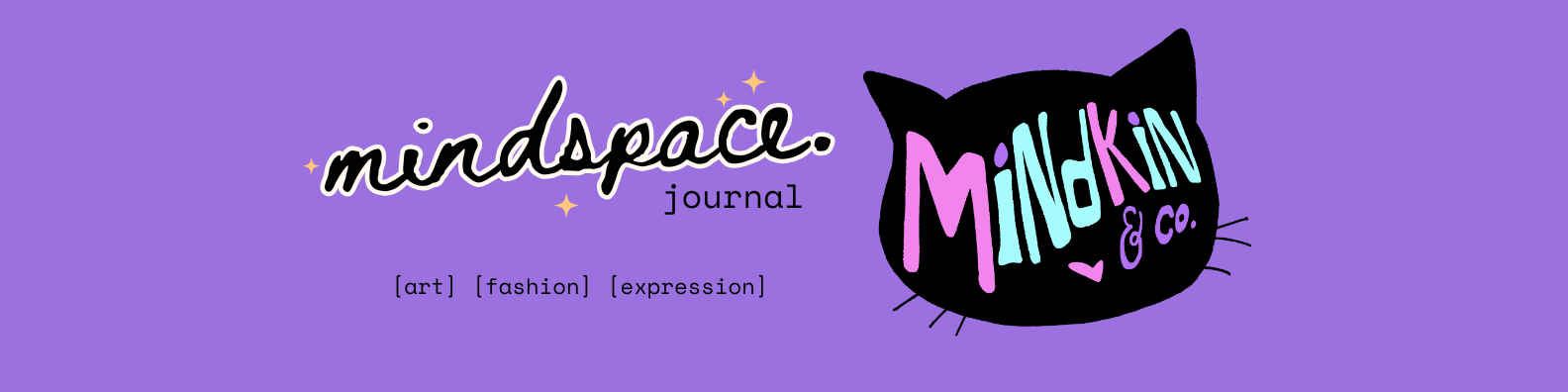 Mindspace Journal logo with a black cat illustration on a purple background