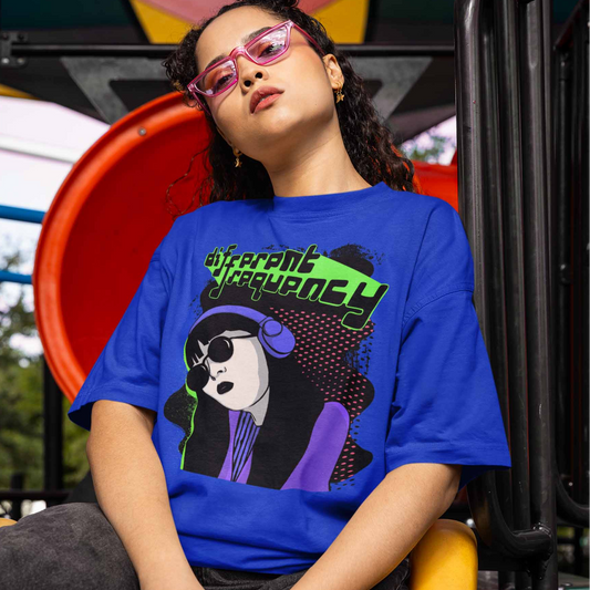 Different Frequency Graphic Tee – Retro Cyberpunk Shirt  Mindkin & Co. 
