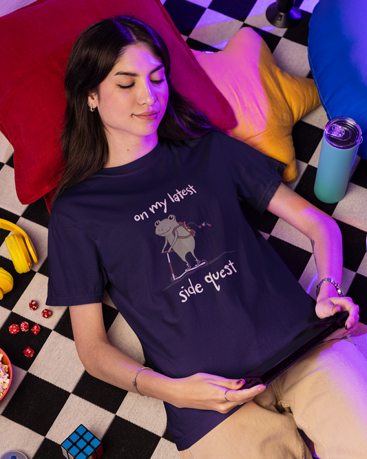 Side Quest Frog ADHD Neurodivergent Meme Graphic Tee  Mindkin & Co. 
