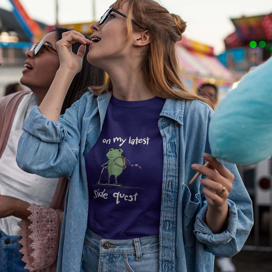 Side Quest Frog Graphic Tee – Scooter Frog Meme Shirt  Mindkin & Co. 